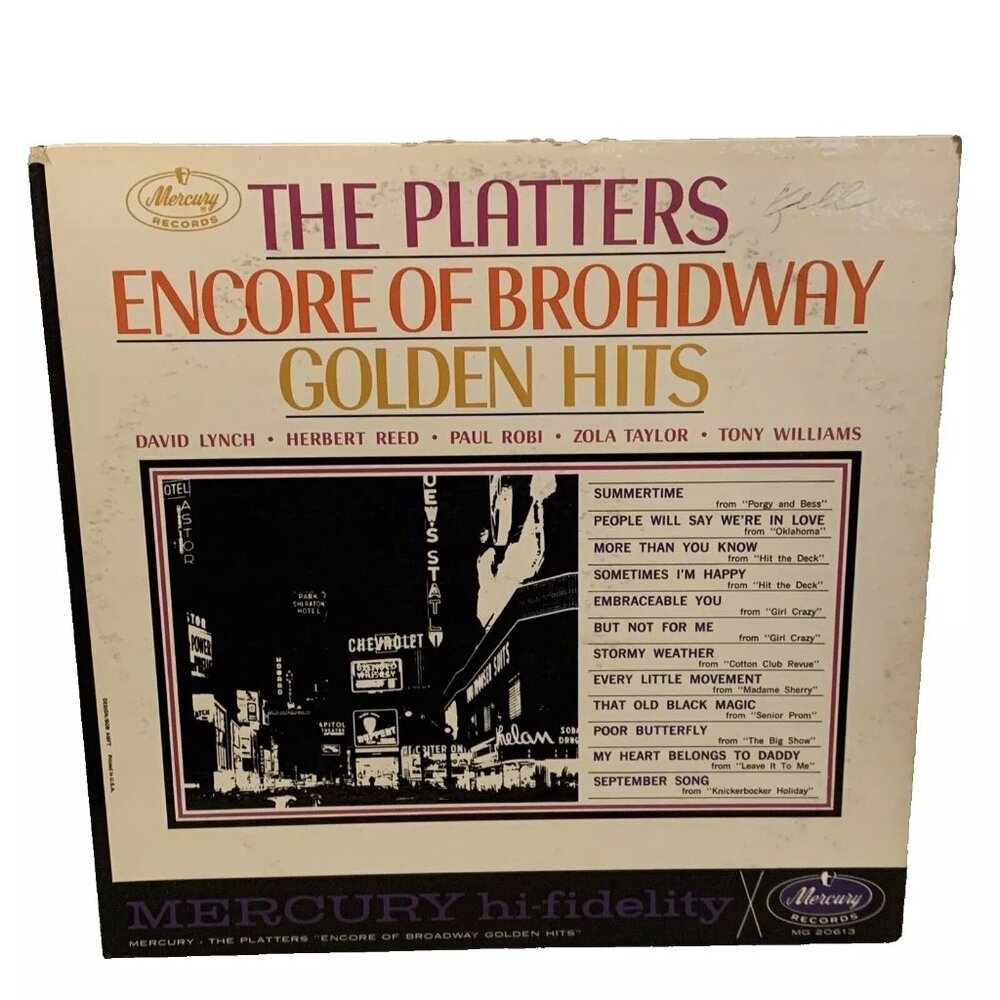 The Platters Encore Of Broadway Golden Hits (Vinyl, 1961) Mercury MG 20613 VG LP